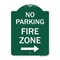 Signmission No Parking Fire Zone W/ Right Arrow, Green & White Aluminum Sign, 18" x 24", GW-1824-23617 A-DES-GW-1824-23617 - alternate 1